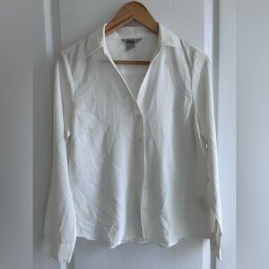 Ladies - White Satin Shirt - Size: 4 - H&M